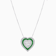 Exquisite Triple Halo Heart-Shaped Diamond and Sapphire Pendant | Bezel Setting | Mounting | Without Chain - Shahin Jewelry